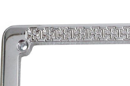 License Plate Frame Maltese Style Chrome
