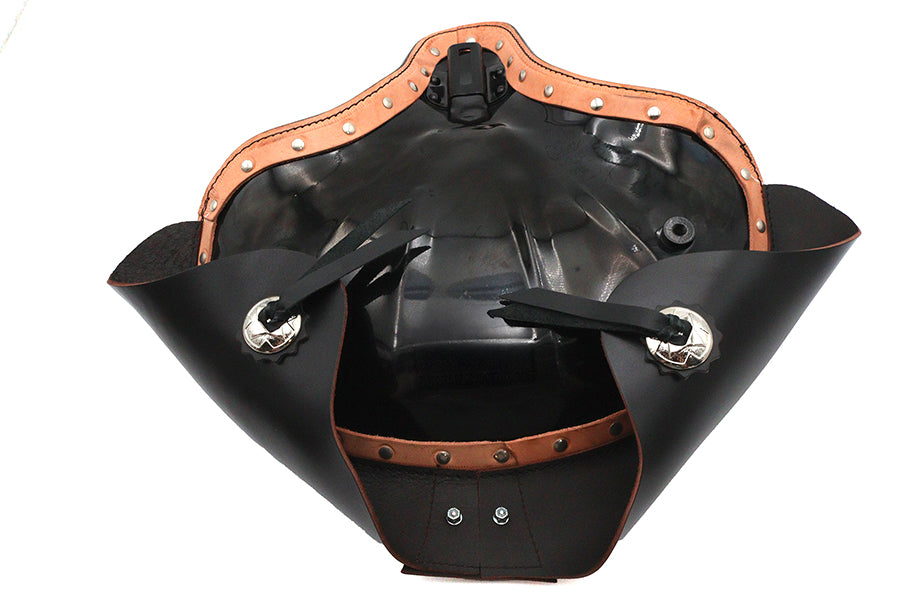 Black Leather Solo Seat with Skirt