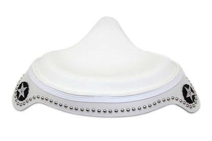 White Leather Solo Seat with Skirt