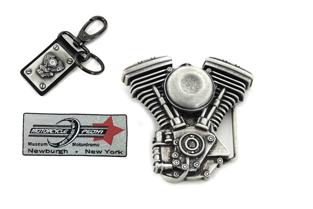 V-Twin Mens Evolution Engine Buckle and Fob Set