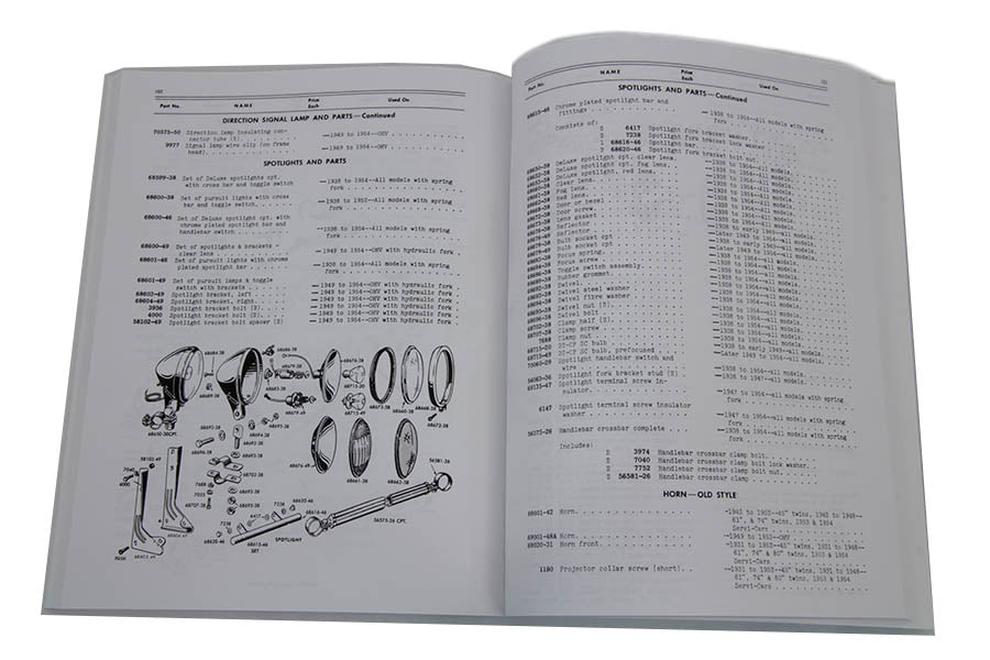 1947-1957 UL-FL SV Knucklehead Spare Parts Book
