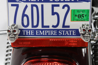 Skull with Skeleton Hand License Plate Topper Set