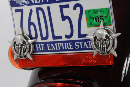 Skull on Star License Plate Topper Set