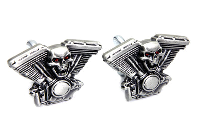 Skull on Panhead Engine License Plate Topper Set