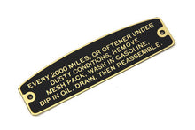 Air Cleaner Instruction Tag