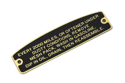 Air Cleaner Instruction Tag