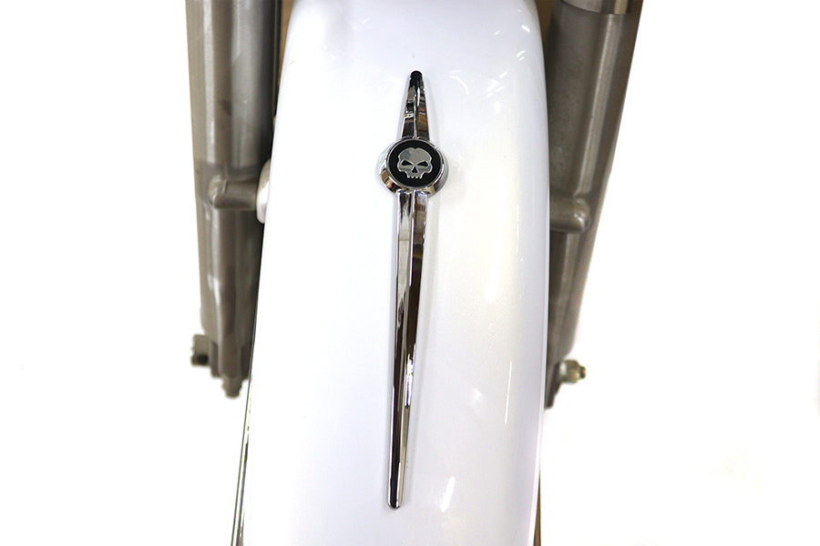 Chrome Front Fender Trim Spear with Skull
