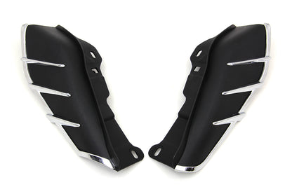 Black Windshield Deflector Set with Chrome Trim