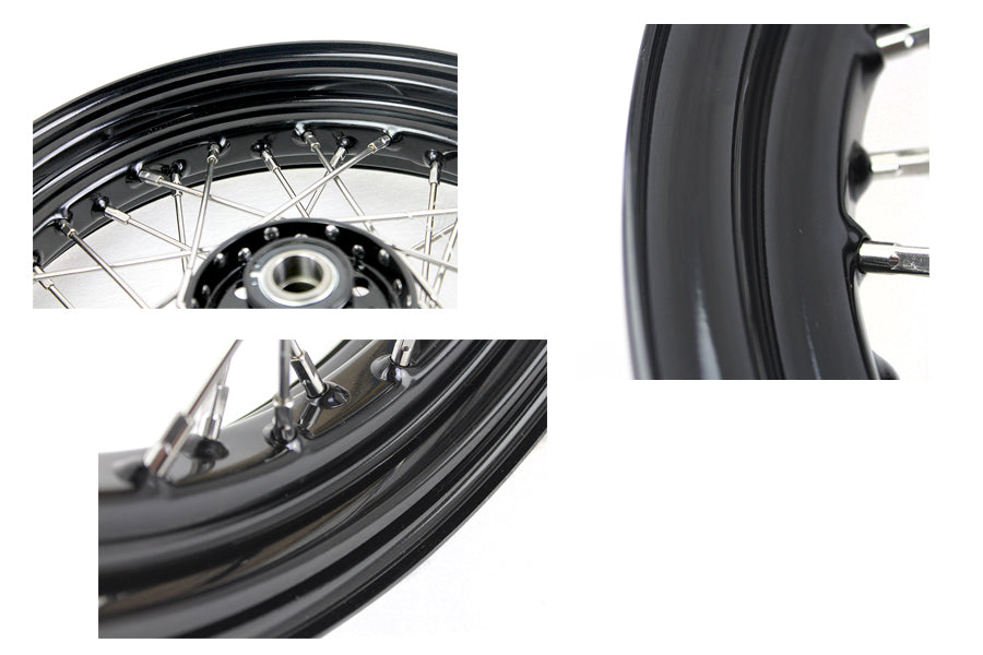 16 x 3.00" KH Type Star Hub Wheel Black