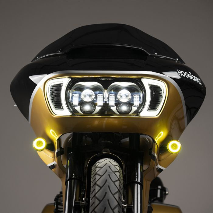 HOGWORKZ® Goldtooth™ LED Front Turn Signals for Harley-Davidson 1157 Base with Bullet Lens on bike