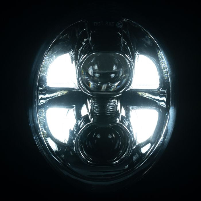 Harley® Breakout LED Chrome Headlight from HOGWORKZ low beam