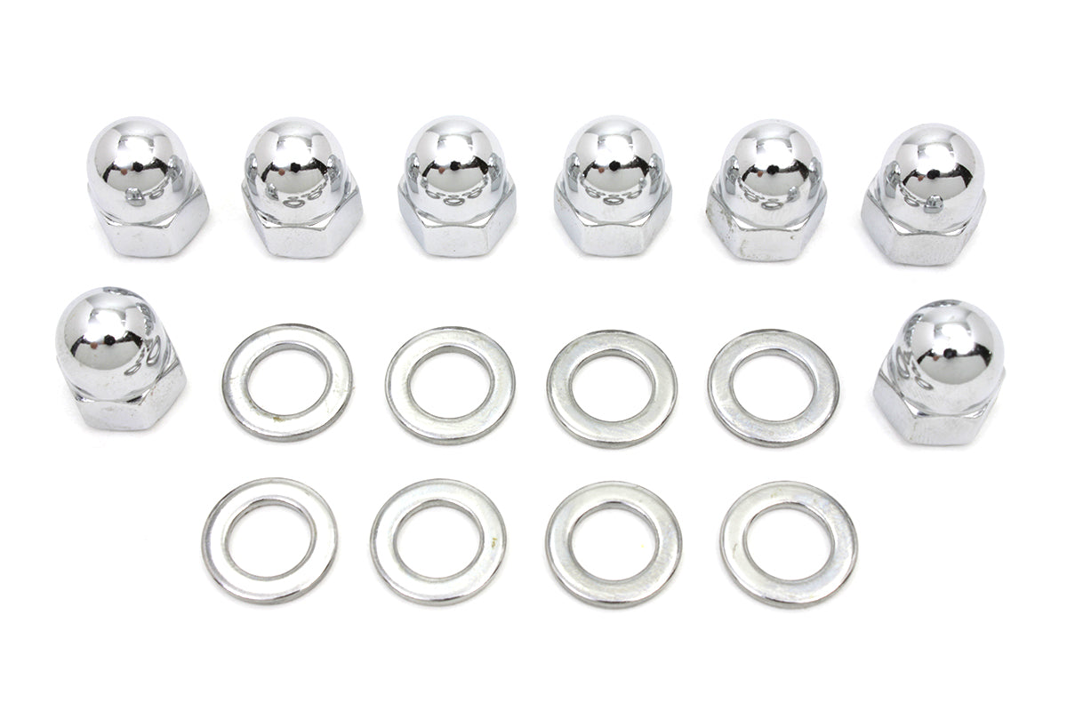 Chrome Cylinder Base Acorn Nut and Washer