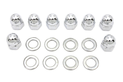 Chrome Cylinder Base Acorn Nut and Washer