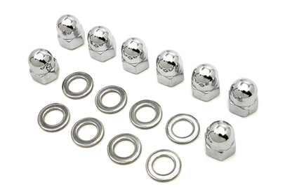 Chrome Cylinder Base Acorn Nut and Washer