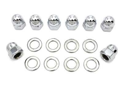 Chrome Cylinder Base Acorn Nut and Washer