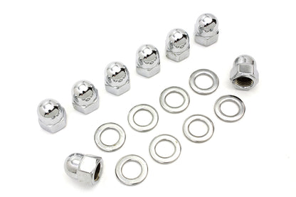 Chrome Cylinder Base Acorn Nut and Washer