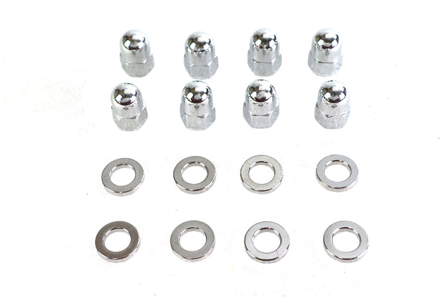 Chrome Cylinder Base Acorn Nut and Washer