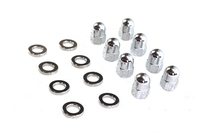 Chrome Cylinder Base Acorn Nut and Washer