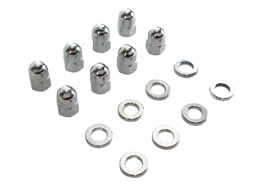 Chrome Cylinder Base Acorn Nut and Washer