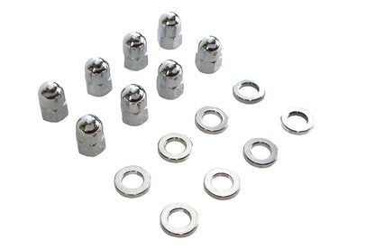 Chrome Cylinder Base Acorn Nut and Washer