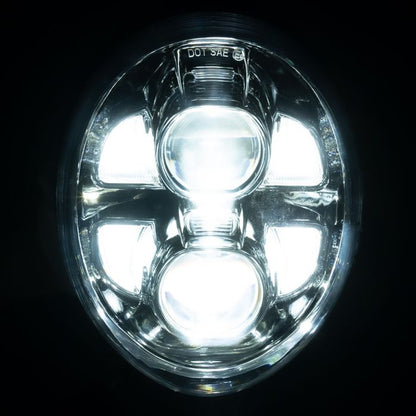 Harley® Breakout LED Chrome Headlight from HOGWORKZ high beam