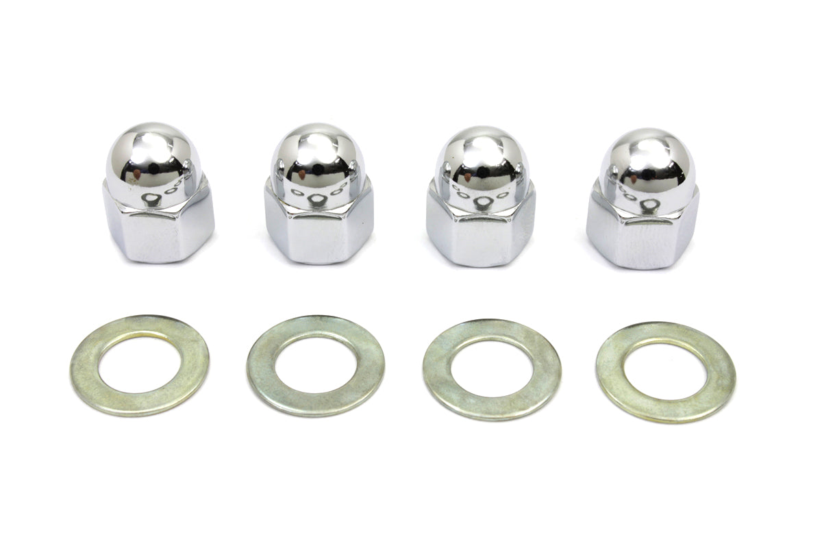Rocker Arm Shaft Chrome Acorn Nut and Washer
