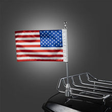 Chrome USA Flag / Pole with Luggage Rack Mount for Harley-Davidson® from HOGWORKZ on bike