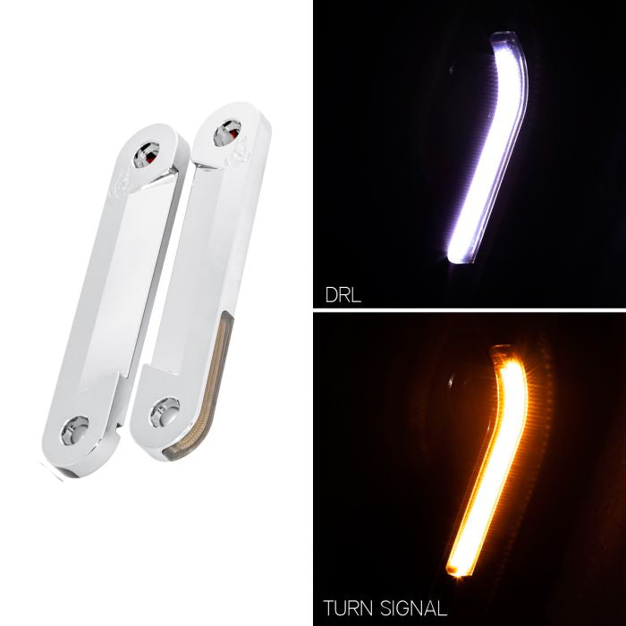 harley street glide drl fork turn signals from hogworkz white and amber light