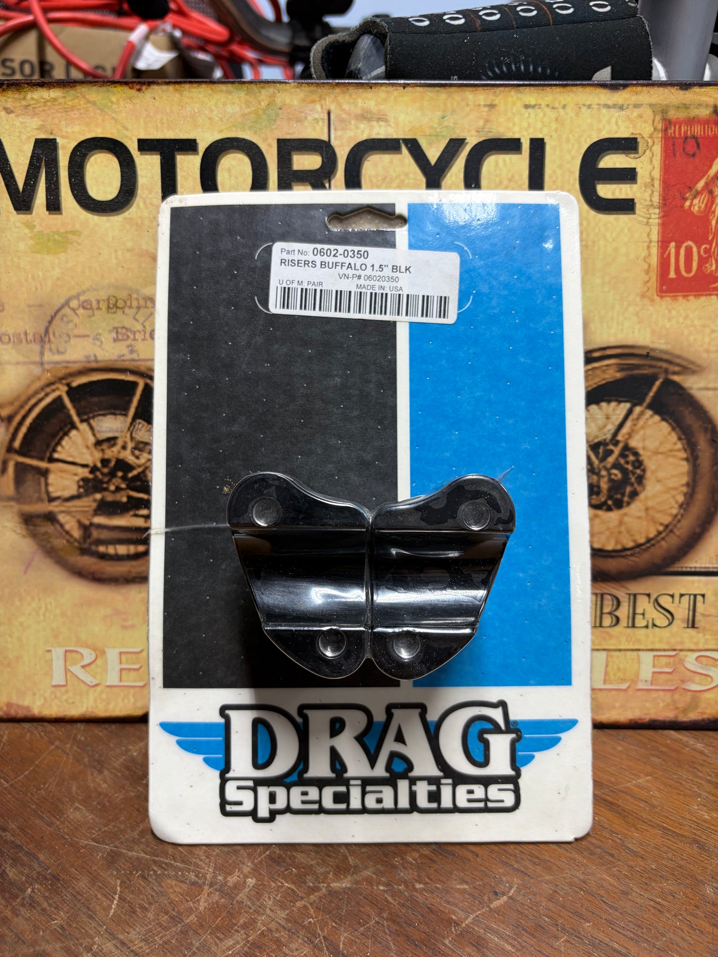 Drag Specialties 0602-0350 1-1/4in Straight Buffalo Risers Black
