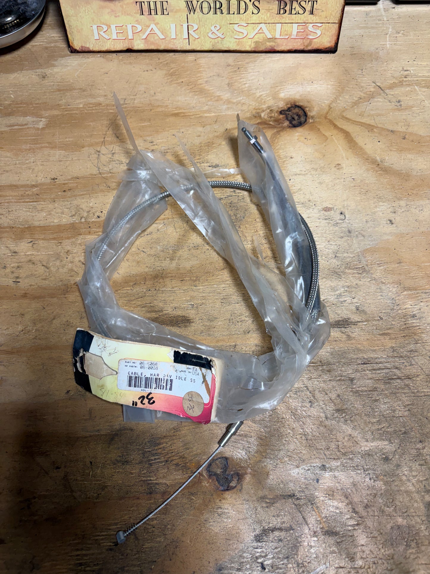 Harley 39in Stainless Braided Throttle Cable Used Universal Custom
