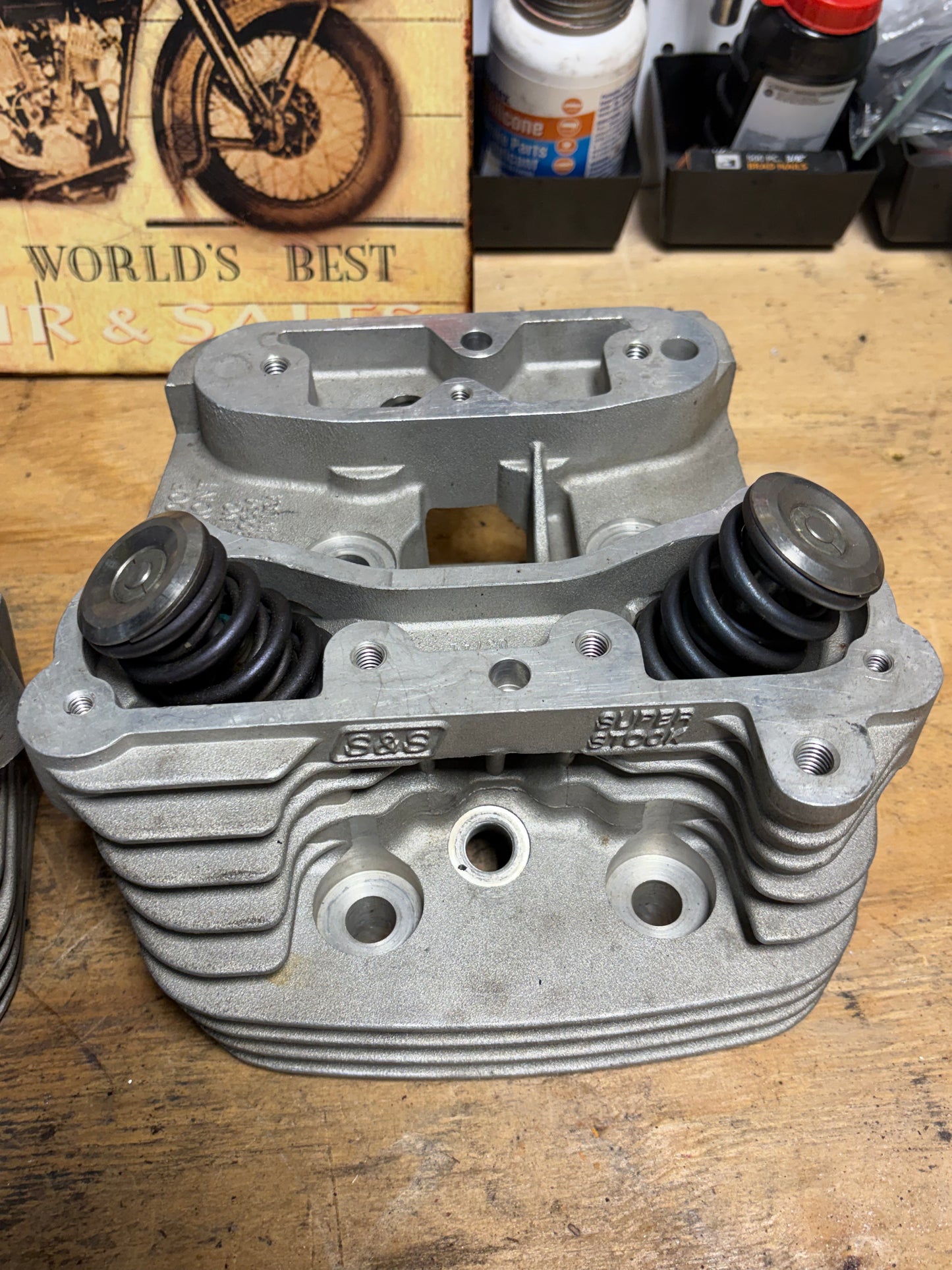 S&S Super Stock Evo Big Twin Cylinder Heads Pair 90-1000F 90-1000R