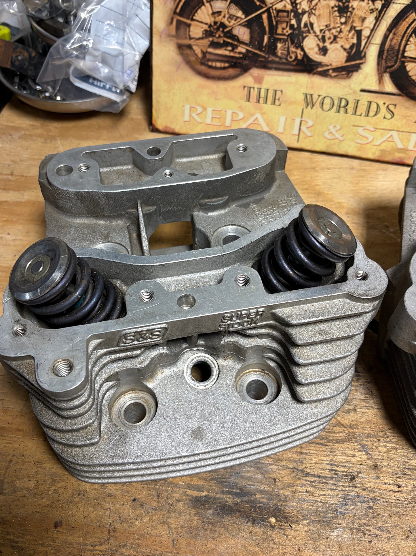 S&S Super Stock Evo Big Twin Cylinder Heads Pair 90-1000F 90-1000R