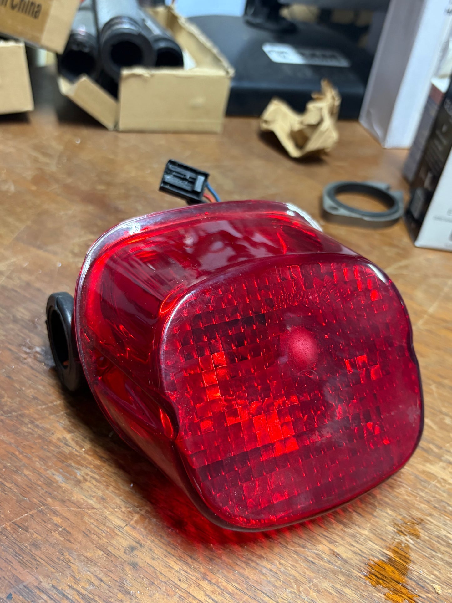 Harley Style Rear Tail Light ST-6172 Used No Cracks Plug Included