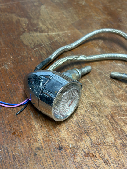 Chopper Marker Turn Signal Lights 3 Wire Pair Chrome Aftermarket Used