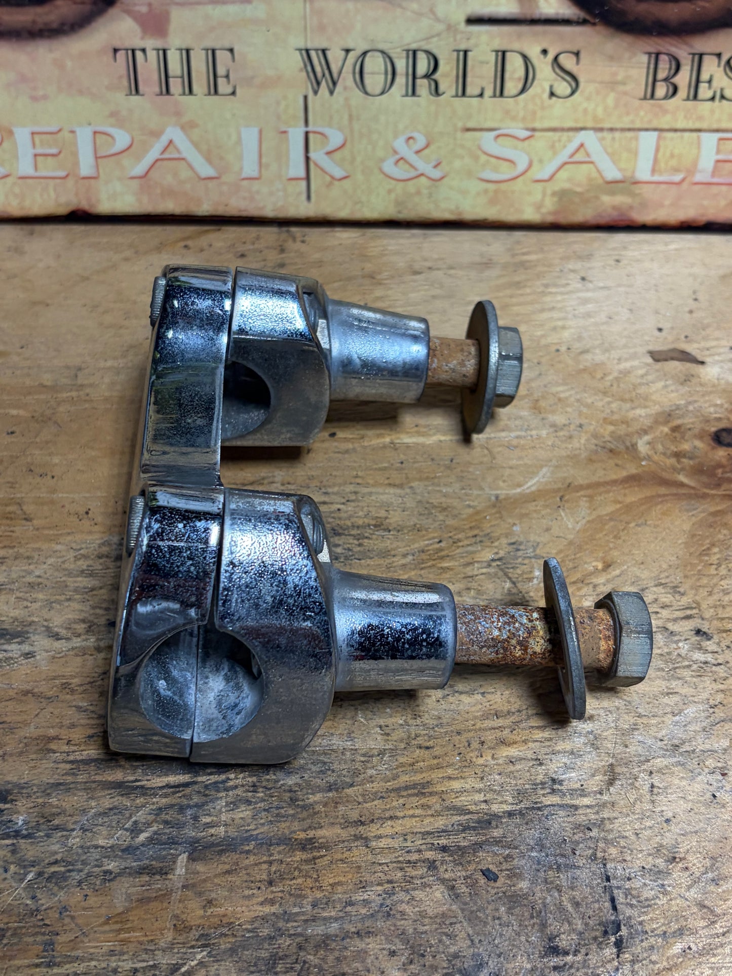 Harley Sportster 1in Handlebar Risers Top Clamp Hardware OEM Style Used