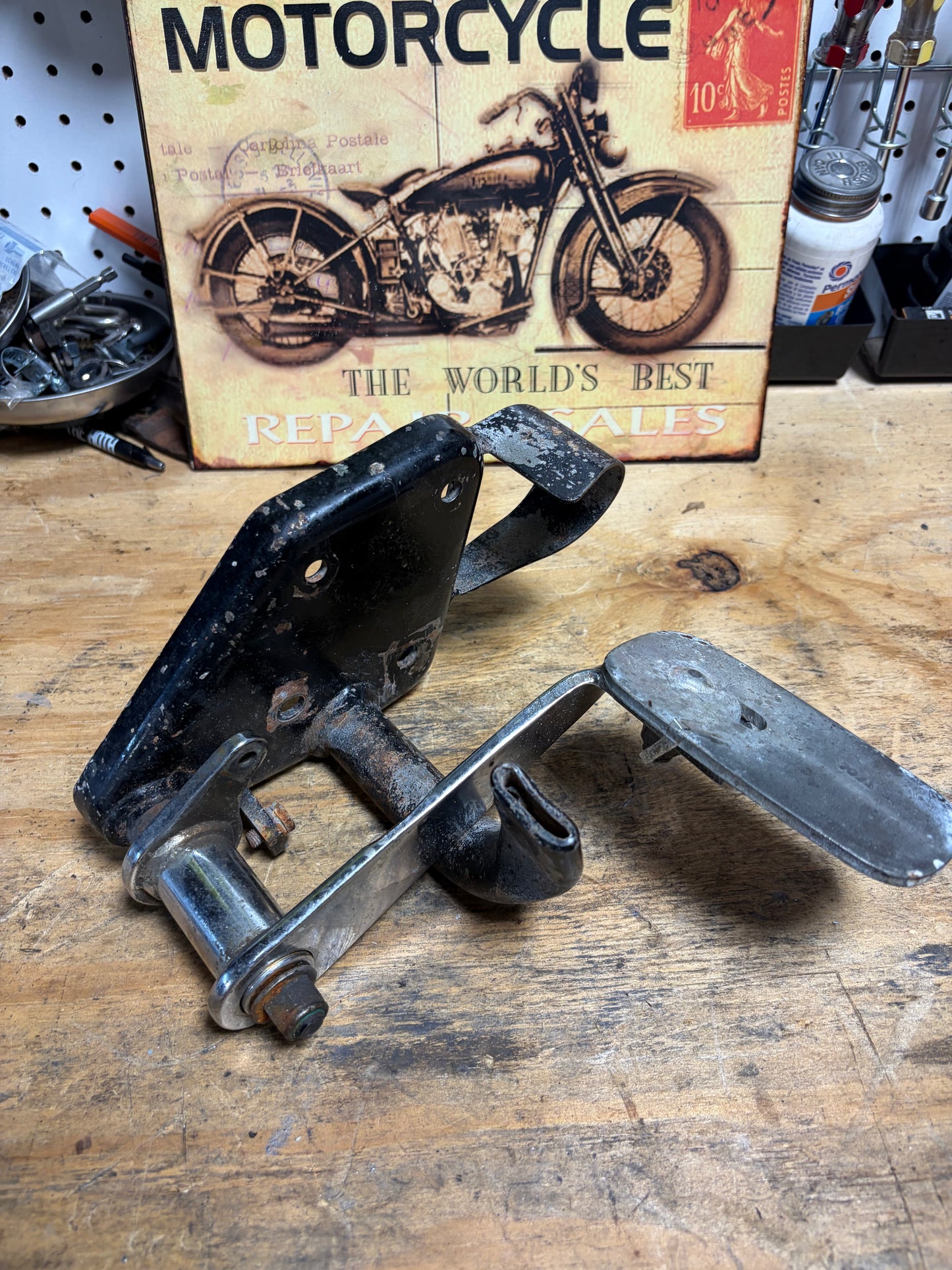 Vintage Harley 1970s Rear Brake Lever Pedal Mount FLH FX Used