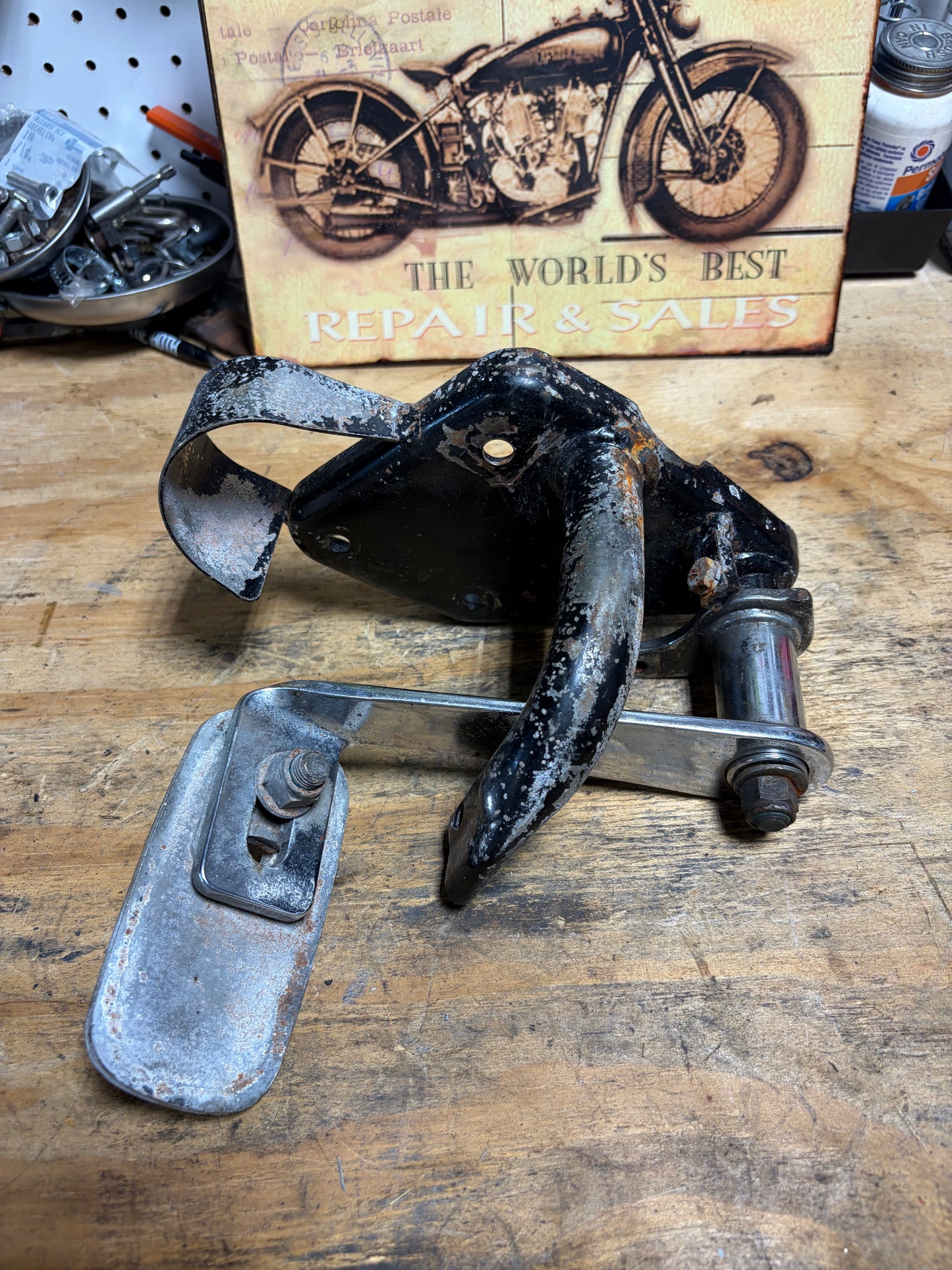 Vintage Harley 1970s Rear Brake Lever Pedal Mount FLH FX Used