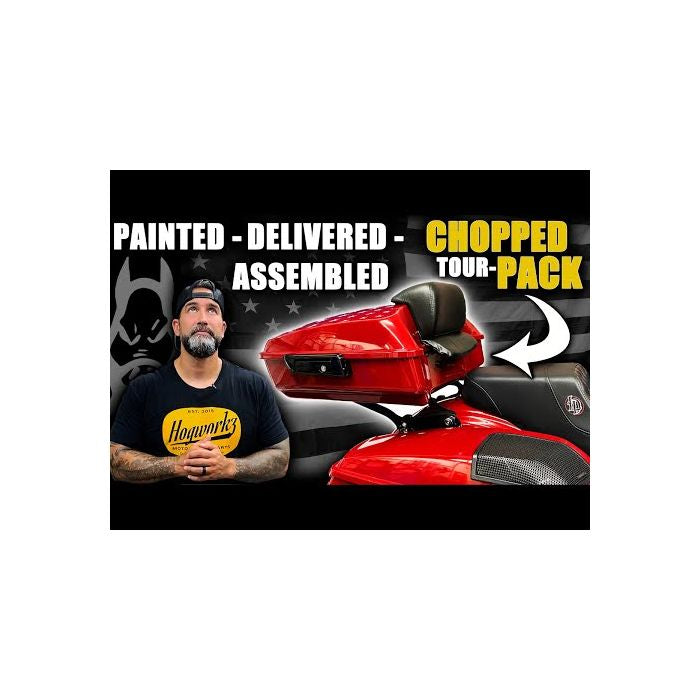 Baja Orange Chopped Tour Pack w/ Full Backrest & Black Hardware for Harley® Touring '97-'25