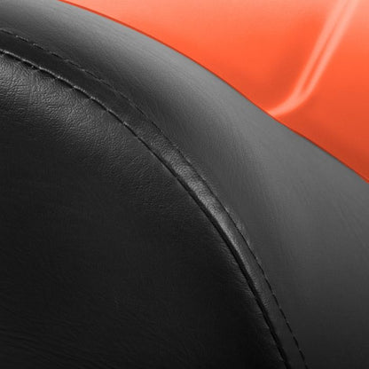 Baja Orange Harley Touring Chopped Tour Pack with Full Backrest and Black Hardware close up