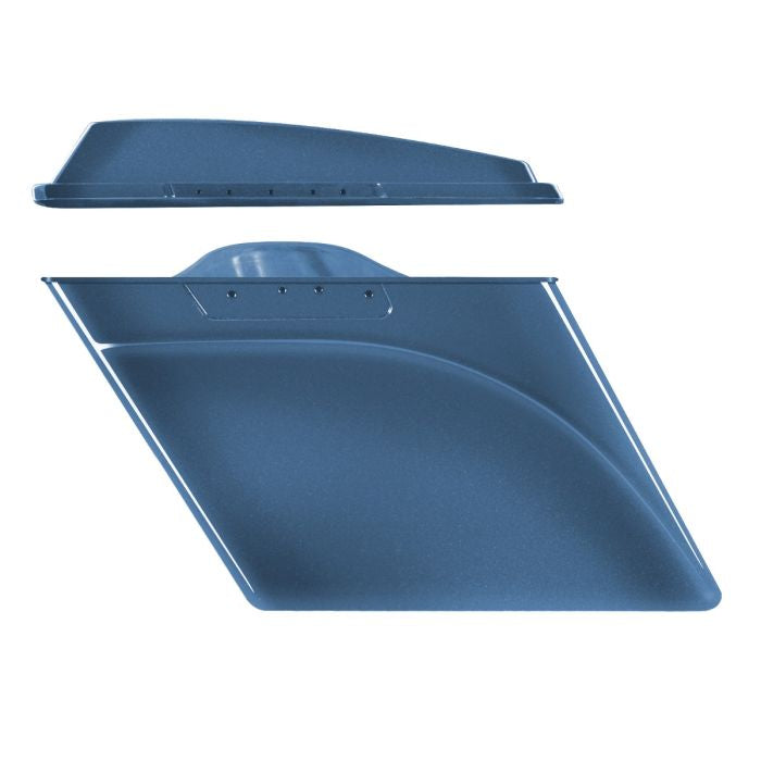 Daytona Blue Pearl 2-Into-1 Extended 4" Stretched Saddlebags for Harley® Touring '94-'13