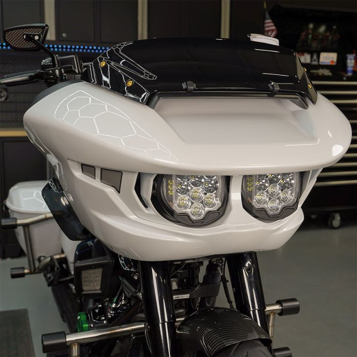 White Onyx Pearl Bezel for HOGWORKZ® Road Glide Performance Headlight '23.5+ front angle