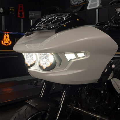 White Onyx Pearl Bezel for HOGWORKZ® Road Glide Performance Headlight '23.5+ silvertooth