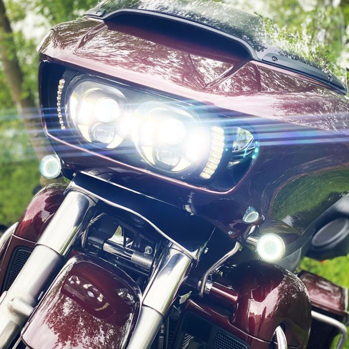 Harley® Road Glide Dual Visionz™ LED Headlight from HOGWORKZ® lit