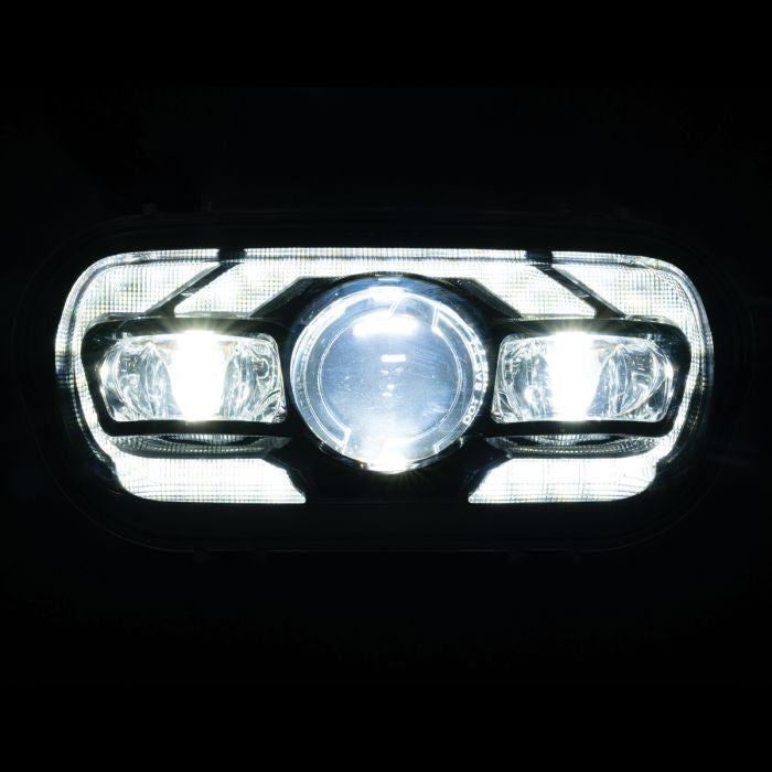 Black LED Headlight for '18-'24 Harley® Fat Bob from HOGWORKZ high beam