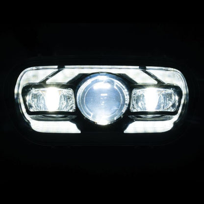 Black LED Headlight for '18-'24 Harley® Fat Bob from HOGWORKZ high beam