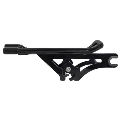 Black Air Glide Two Up Luggage Rack for Harley Touring from HOGWORKZ side view