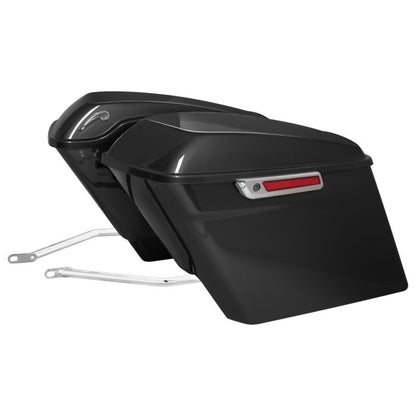 Color Match Harley® Softail Stretched Saddlebag Conversion Kit w/ Chrome Hardware from HOGWORKZ side view
