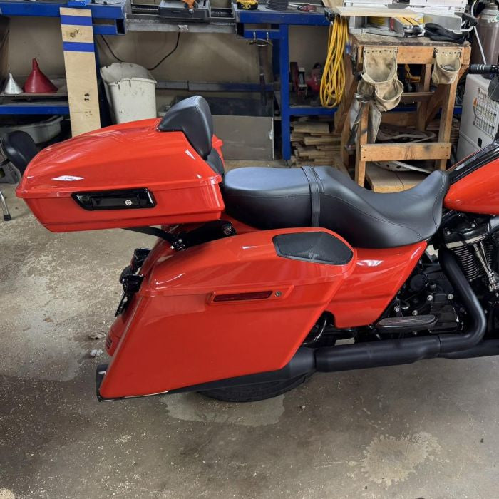 Color Matched Chopped Tour Pack w/ Slim Backrest & Black Hardware for Harley® Touring '97-'26