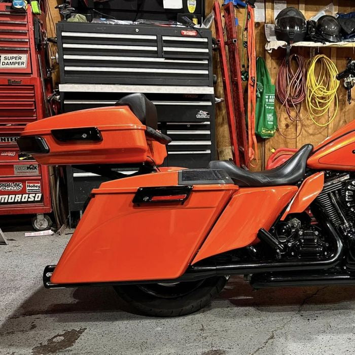 Color Matched Chopped Tour Pack w/ Slim Backrest & Black Hardware for Harley® Touring '97-'26
