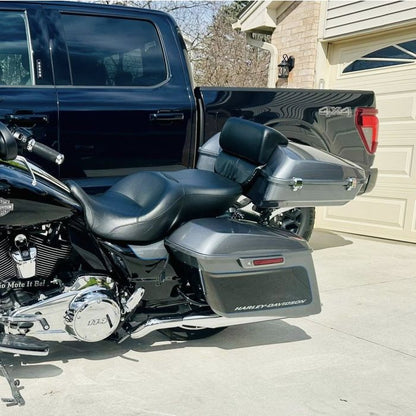 Color Matched Chopped Tour Pack w/ Slim Backrest & Chrome Hardware for Harley® Touring '97-'26